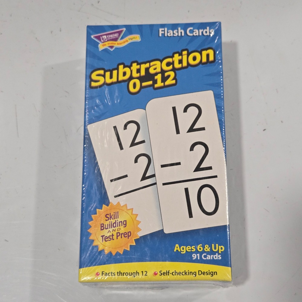Trend Subtraction 0-12 Flash Cards Skill Building Test Prep 91 Cards T-53103 NEW